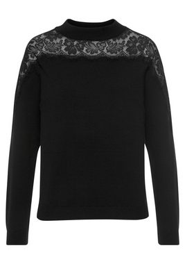 LASCANA Strickpullover mit Spitzeneinsatz, eleganter Damenpullover, festlich