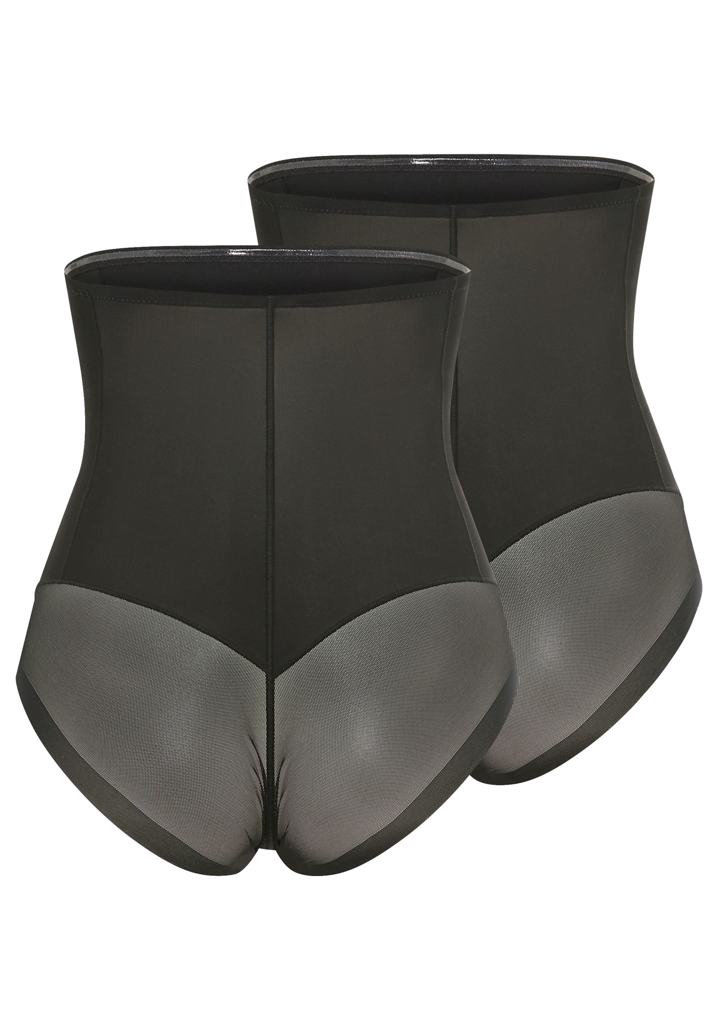 YSABEL MORA High-Waist-Panty (2er Pack) hoch geschnitten, elastisch, starker Shape-Effekt, Tüll