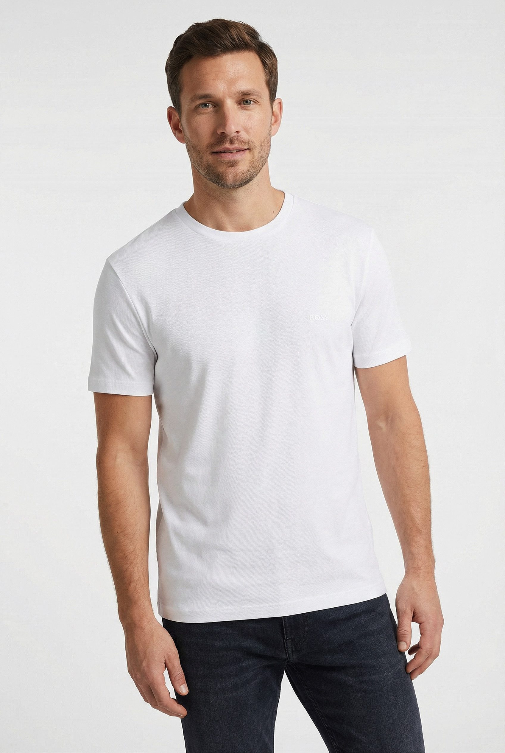 BOSS T-Shirt Ton in Ton Stickerei günstig online kaufen