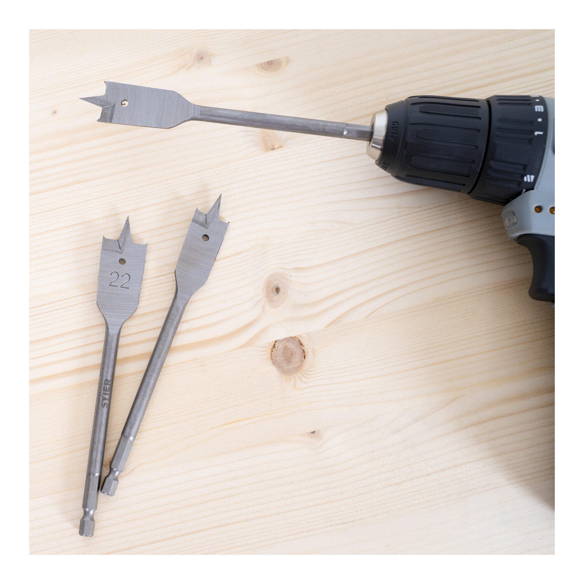 Stier Holzbohrer STIER Flachfräsbohrer 13-teiliges Set 10 - 32 mm 1/4 Zoll griffbereit