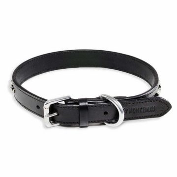 Monkimau Hunde-Halsband Halsband für Hunde Leder Halsband Hund schwarz mit Swarovski Kristalle, Leder