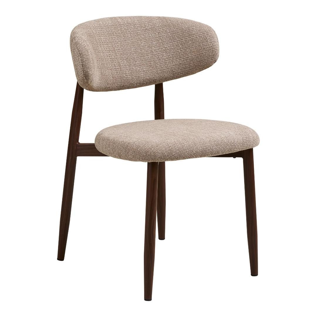 House Nordic Esszimmerstuhl 2er Set Cara Esszimmerstuhl sand, Walnuss Dekor.