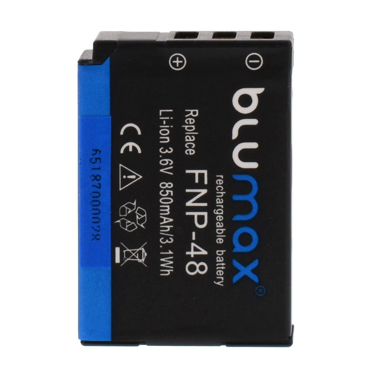 Akku mAh Fuji für Blumax 850 passend (3,6V) Kamera-Akku NP-48