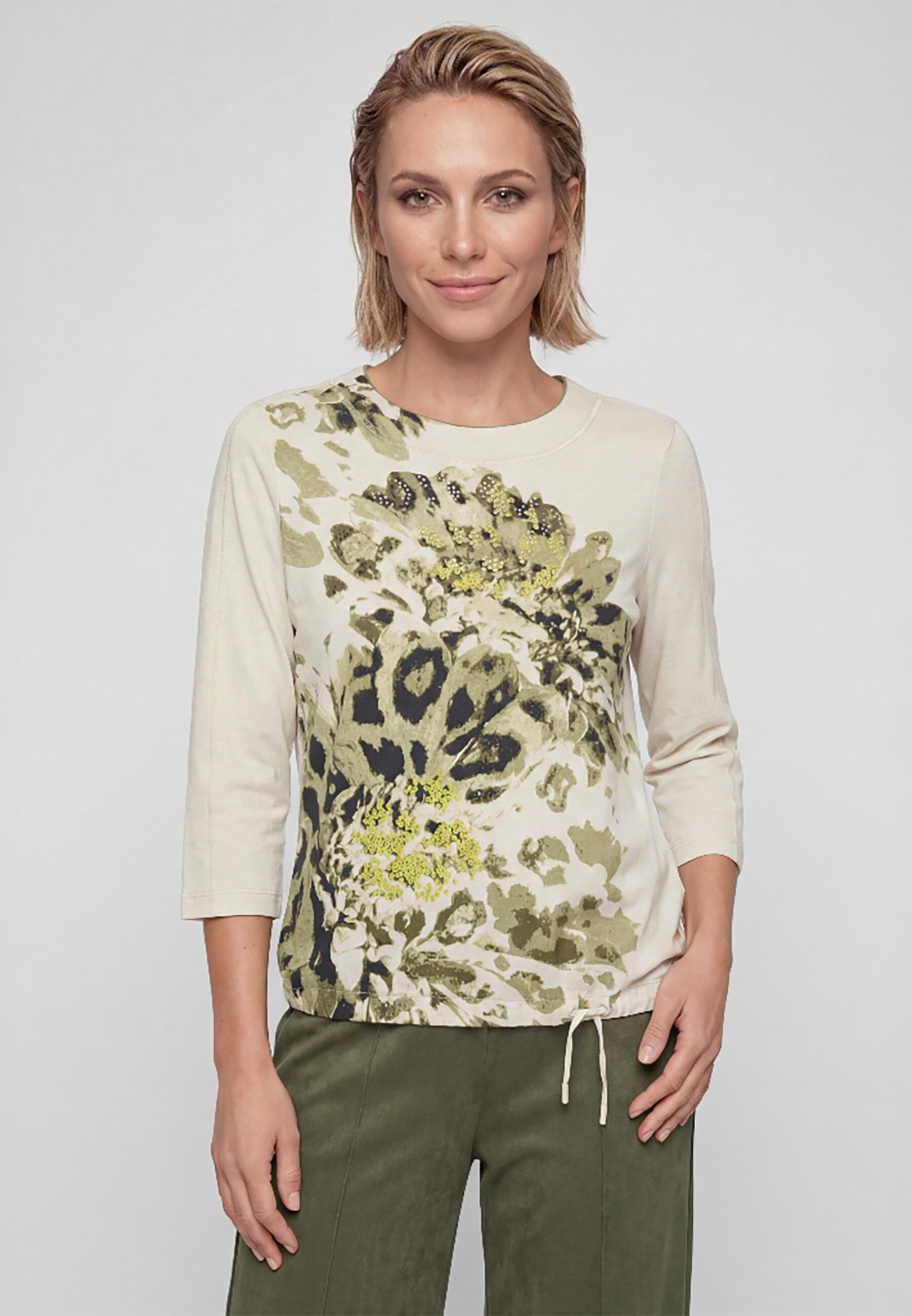 Olsen T-Shirt Shirt mit Panneaux-Print und Tunnelzug