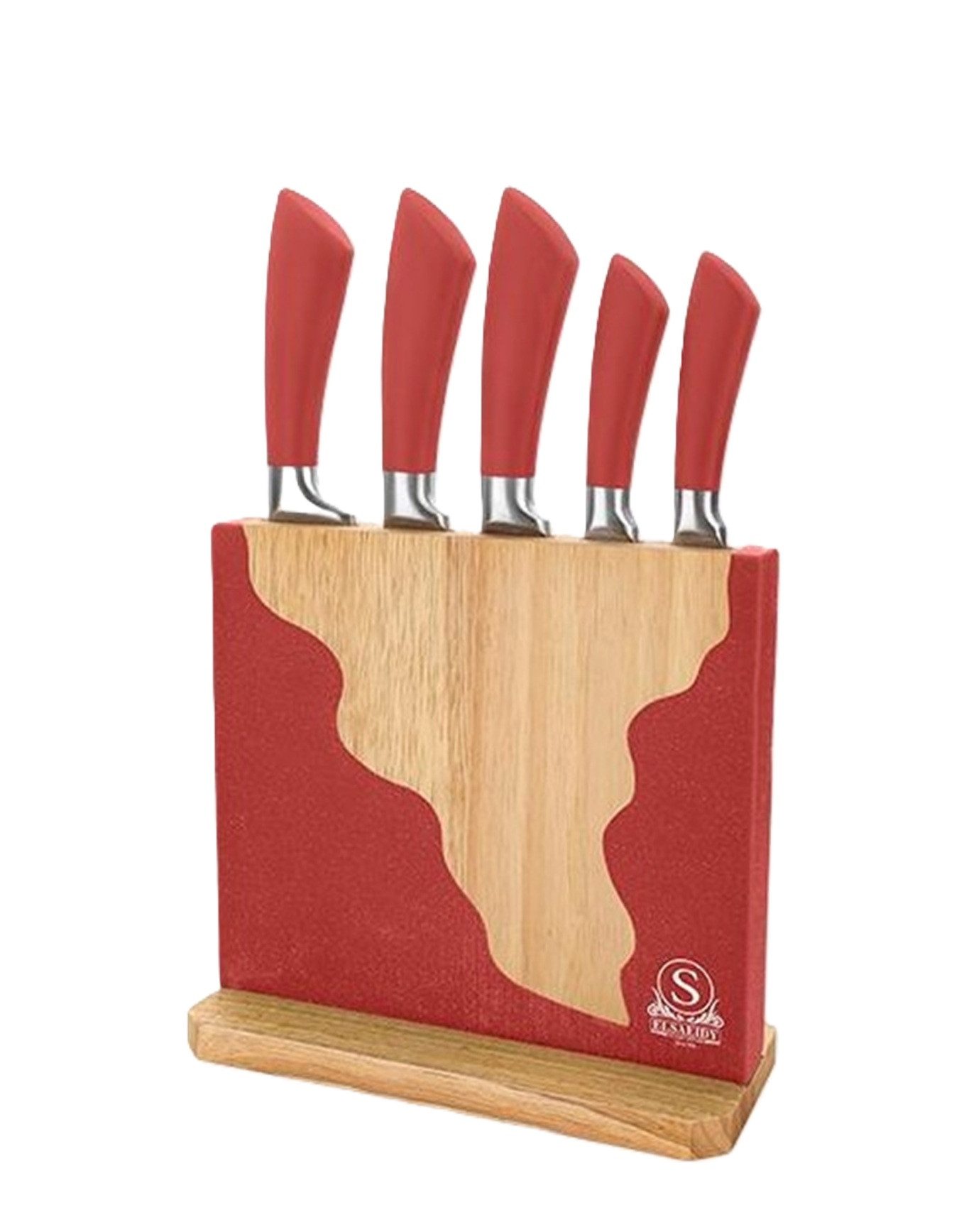 Cheffinger Messer-Set (6-tlg), 6-teilig, mit Messerblock, Küchenmesser mit ergonomischen Griffen