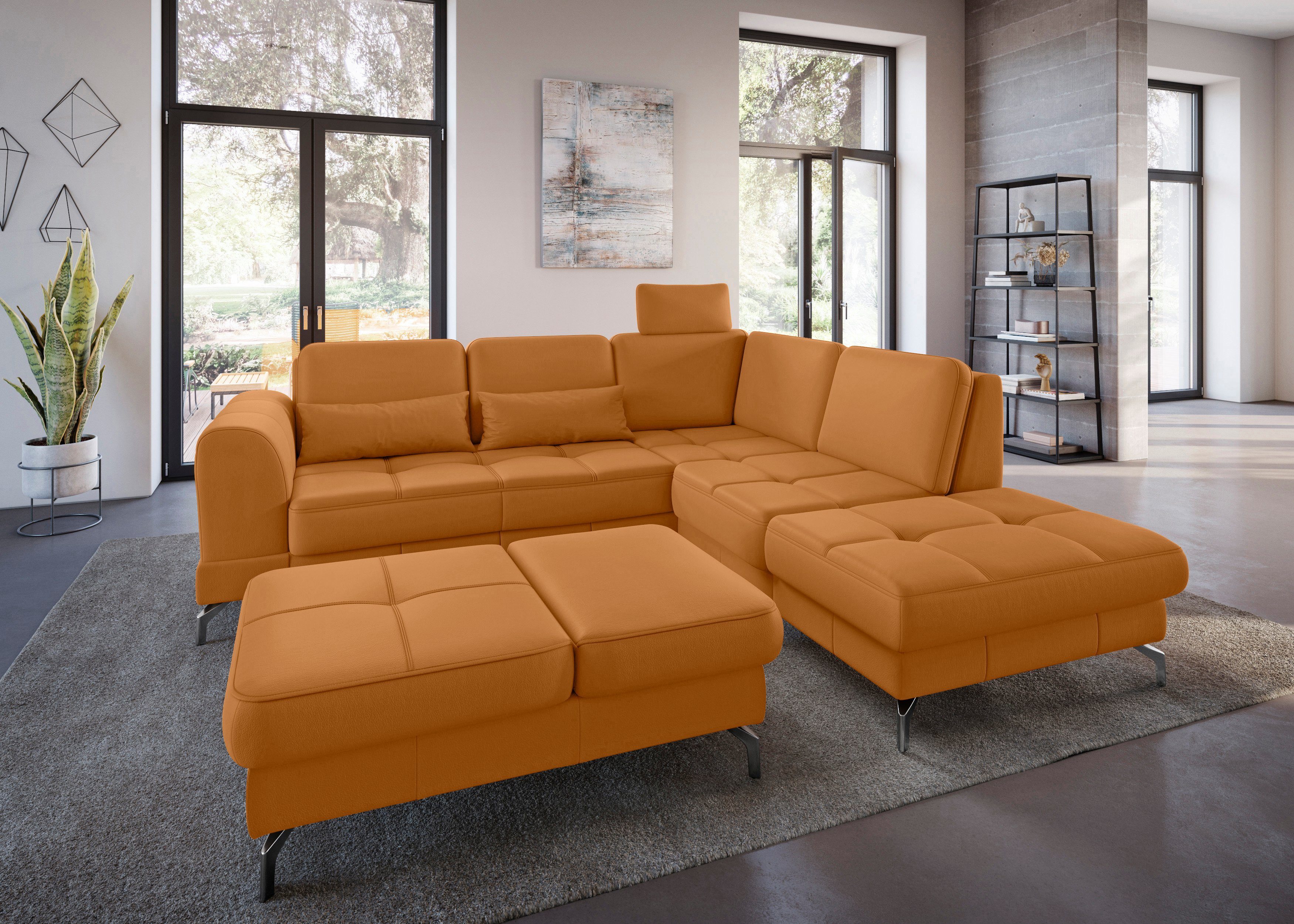 sit&more Ecksofa Bendigo L-Form, inklusive Sitztiefenverstellung, Bodenfreiheit 12 cm, in 2 Fußfarben