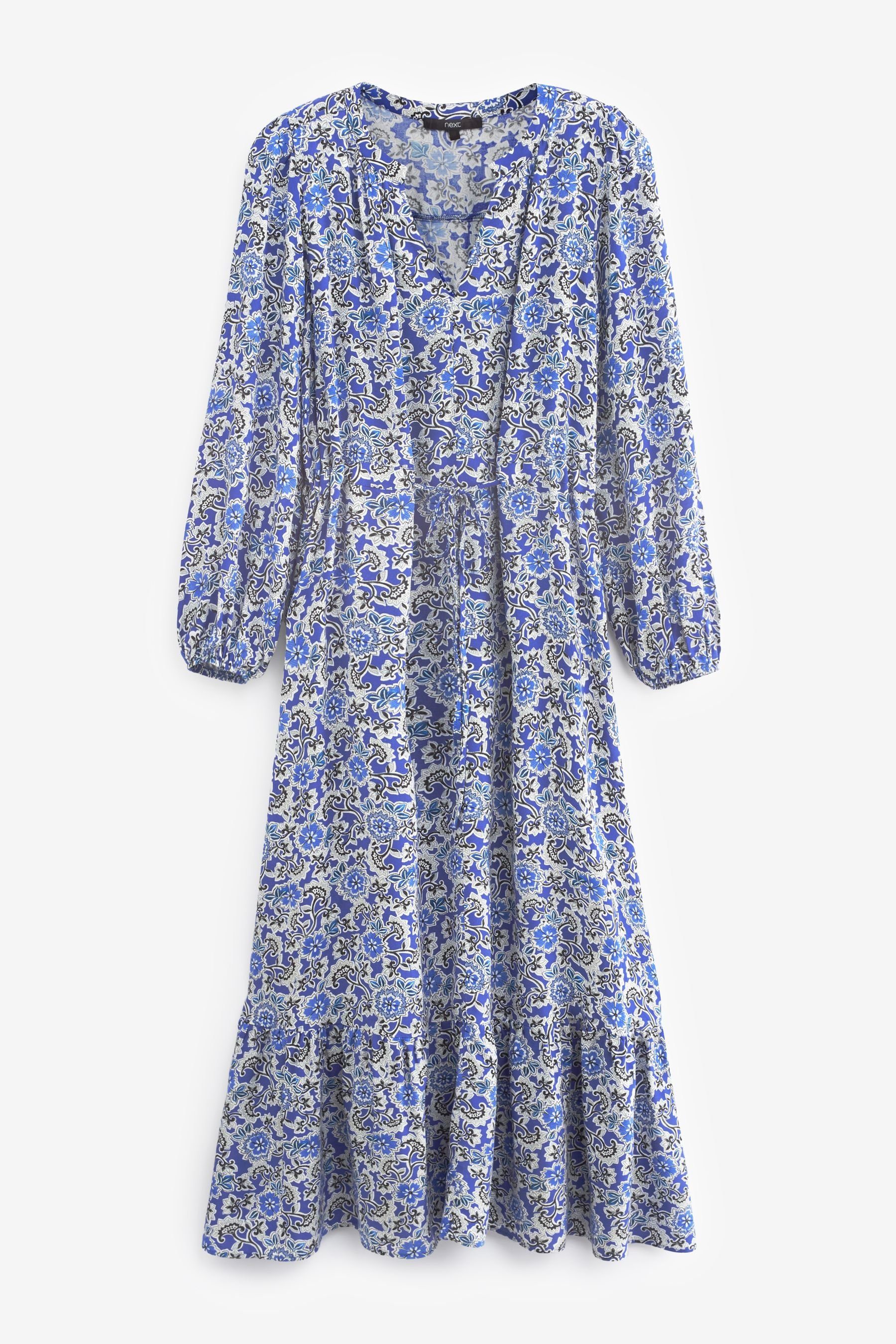 Taillenband Kleid mit Blue Gestuftes Next Volantkleid (1-tlg)