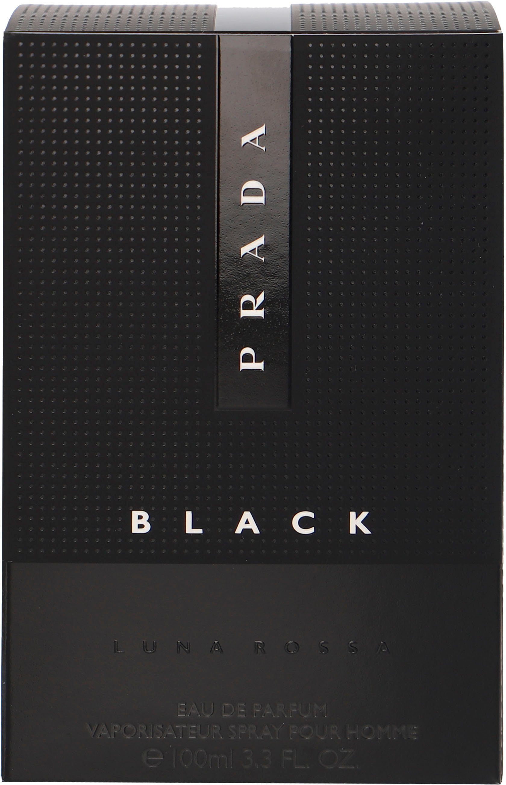 PRADA Eau de Parfum Luna Rossa Black, Holzig-orientalischer Duft mit Bergamotte, Engelwurz und Moschus.