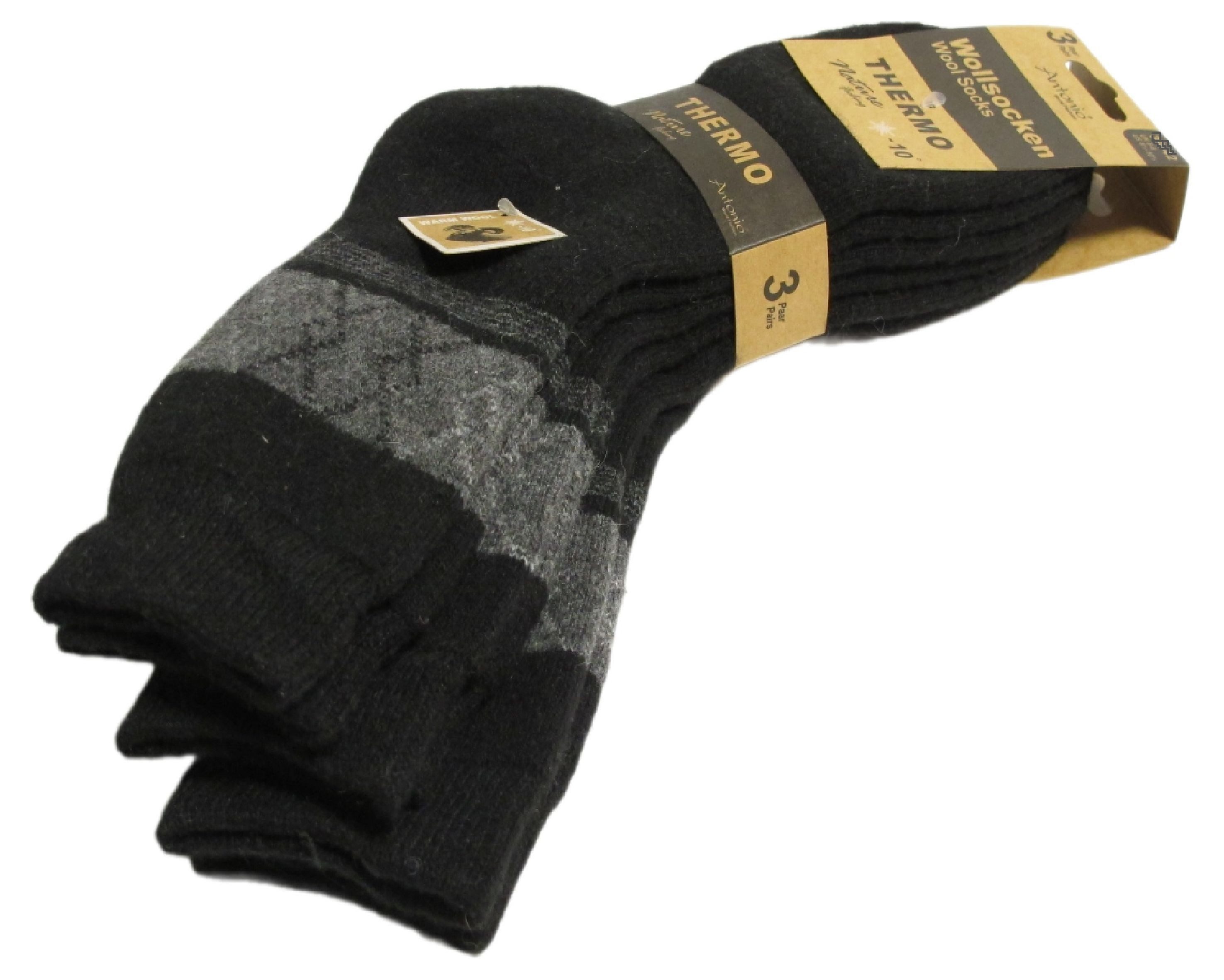 Antonio Thermosocken 3 Paar Wollsocken Socken Thermo Strümpfe Herren Karomu günstig online kaufen