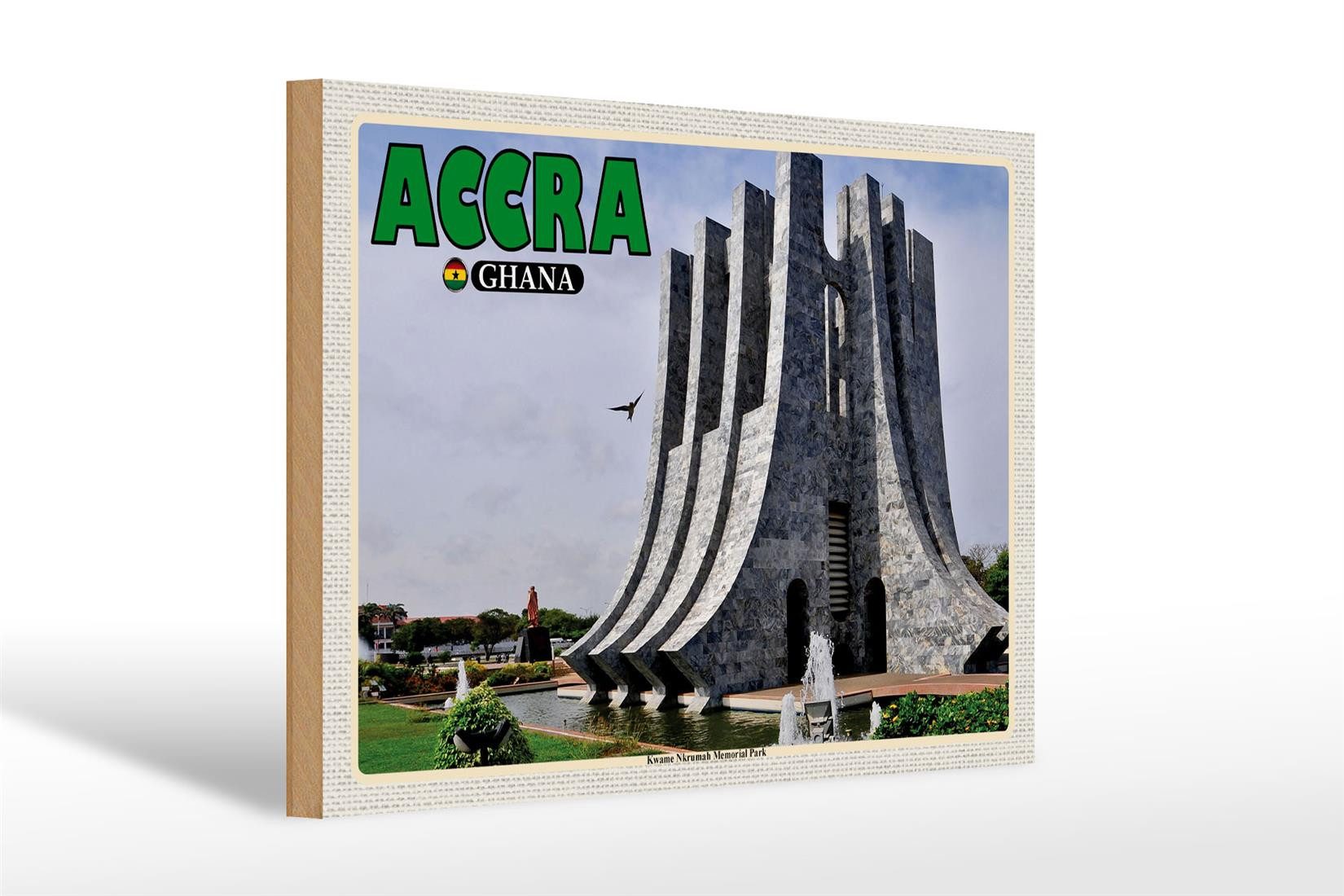 Femer GmbH Holzbild Reise 30x20cm Accra Ghana Kwame Nkrumah Memorial Park, (1 St), Glatte Holzfaserplatte (MDF), vorn beschichtet