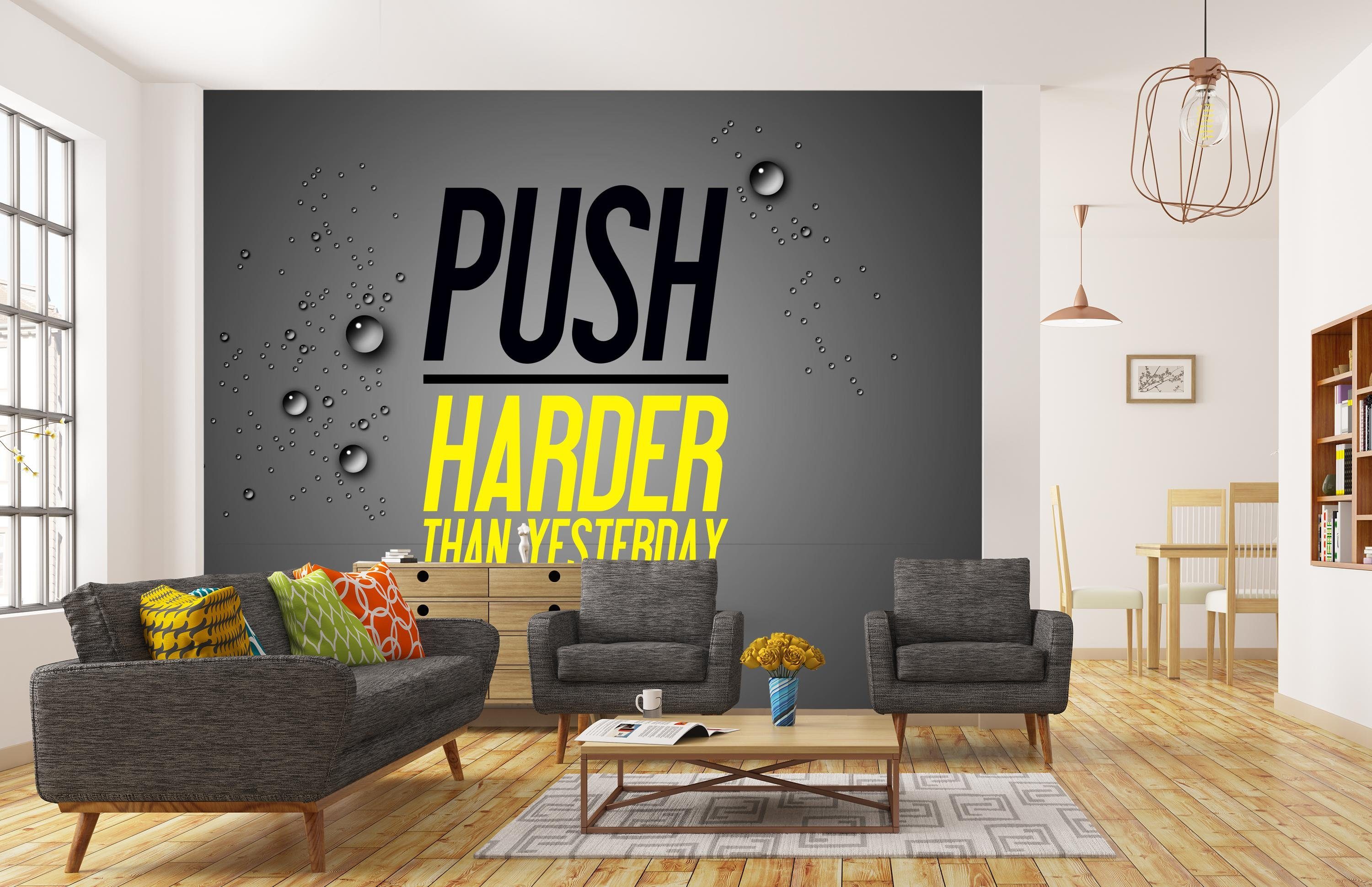 Push glatt, Vliestapete Wandtapete, Harder, matt, wandmotiv24 Motivtapete, Spruch Fototapete