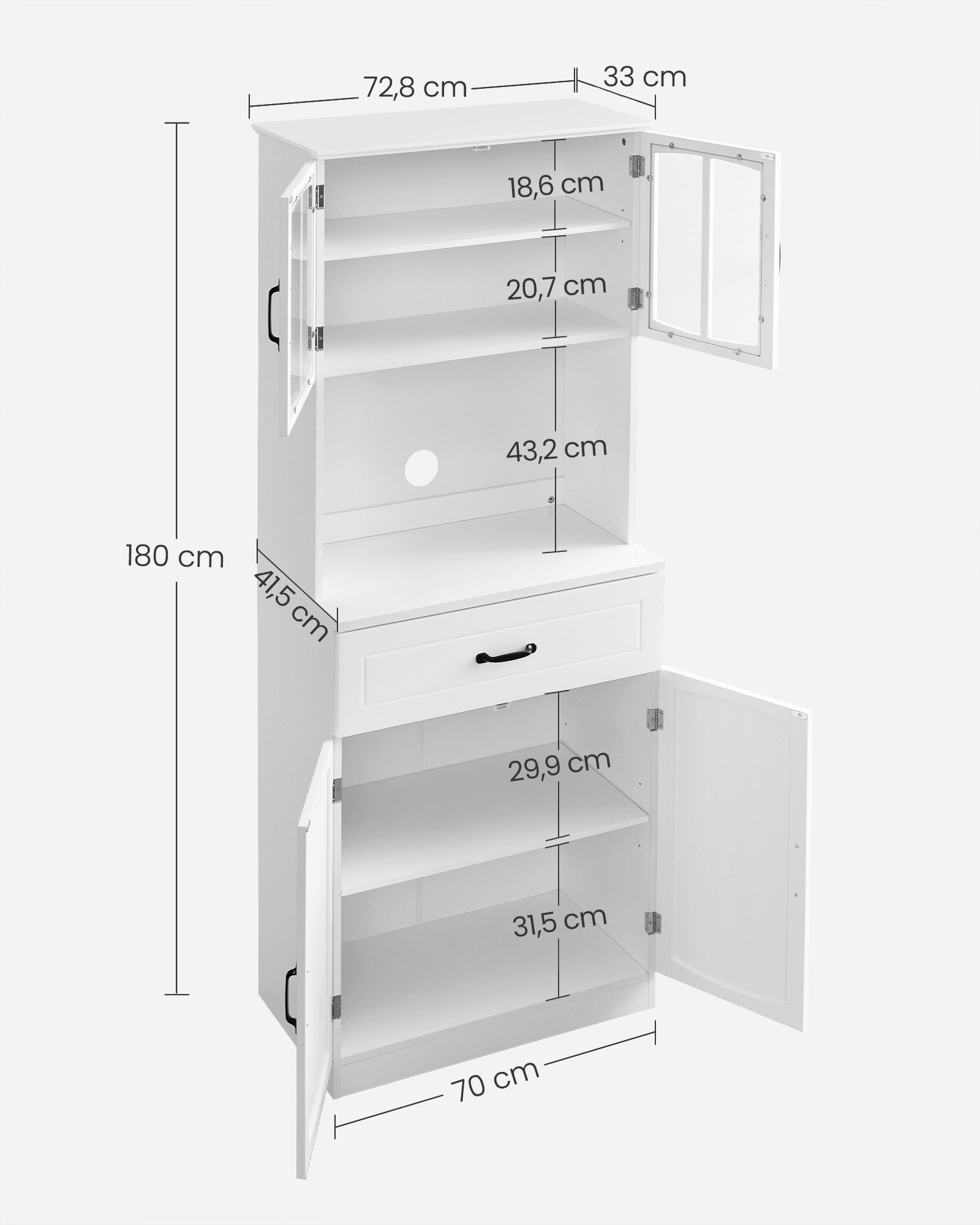 Hoch Küchenschrank Mit 4 Türen & Schublade &a Produktbild-Vorschau 2