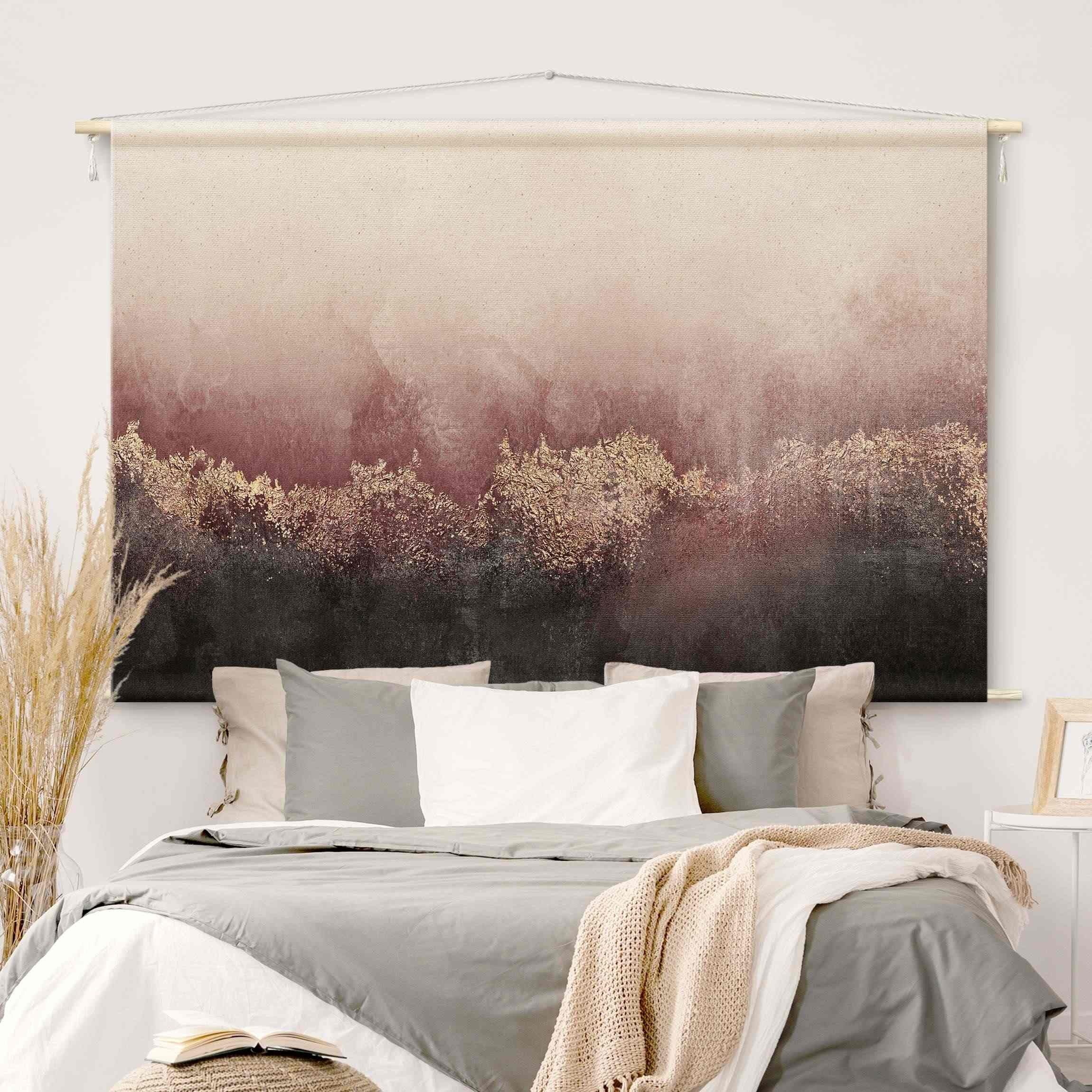 Bilderdepot24 Wandteppich modern Abstrakt Aquarell rosa, rechteckig, Höhe: 2.6 mm, großes Wandbild aus Natur-Baumwolle Wandbehang Stoffbild Tuch Wollseil
