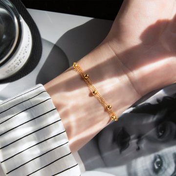 FIDDY Charm-Armband Perlenarmband mit schlichtem Doppel-Layer für Damen (1-tlg), Dünne Kette, bezaubernd, Damen, tolles Geschenk