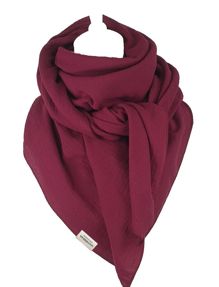 wundabaa Halstuch Halstuch Musselin rot in Farbvarianten, Rand in Bauschgarn