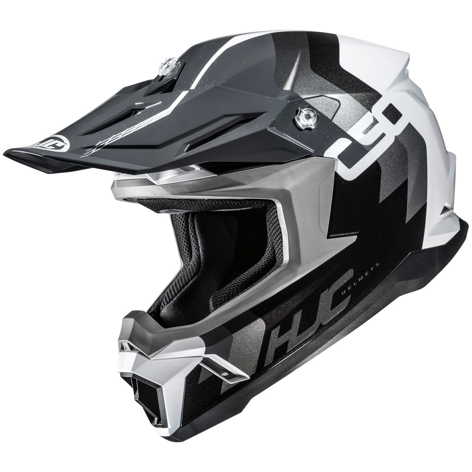 HJC Motorradhelm HJC C50 Primal MC5 Crosshelm Weiss / Grau / Schwarz S (1er Set)