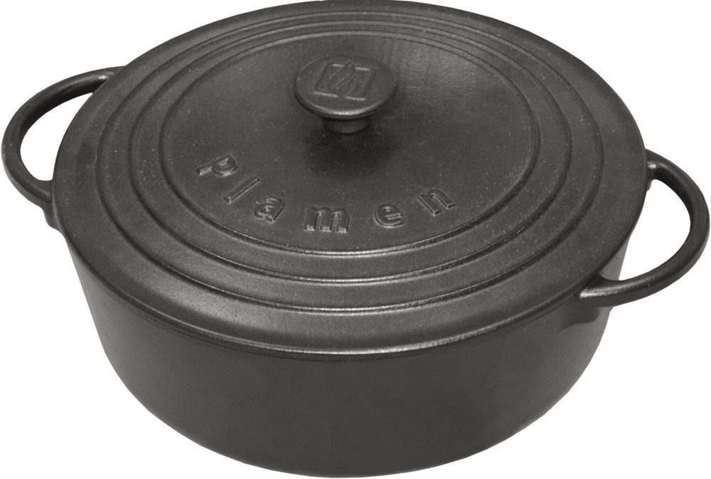 Plamen Grilltopf Gusseisen-Kasserolle 8,6 Liter - Topf mit Deckel, Gusseisen