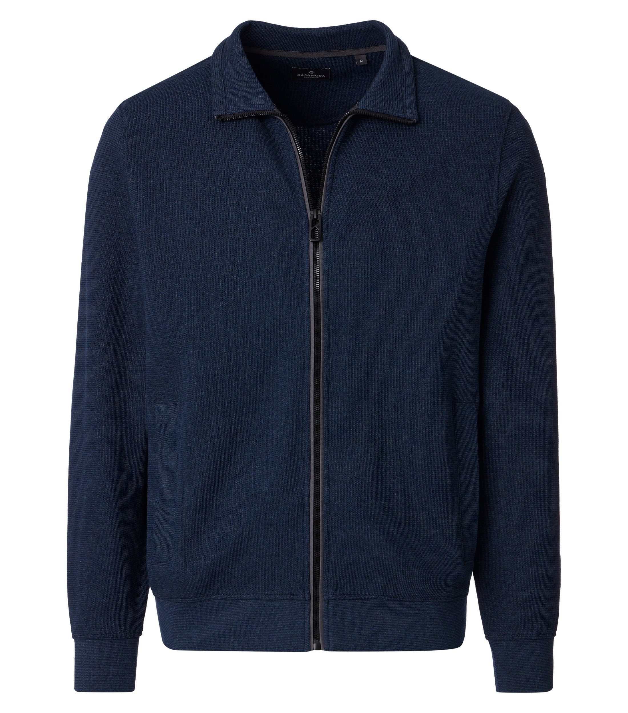 CASAMODA Sweatjacke CASAMODA Herren Sweatjacke Stehkragen Zipper Baumwollmix Blau
