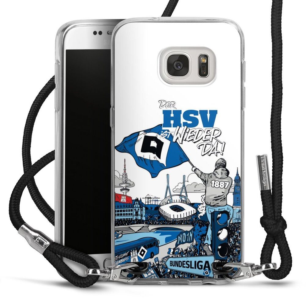 DeinDesign Handyhülle Hamburger SV Offizielles Lizenzprodukt Aufstieg, Samsung Galaxy S7 Handykette Hülle mit Band Case zum Umhängen