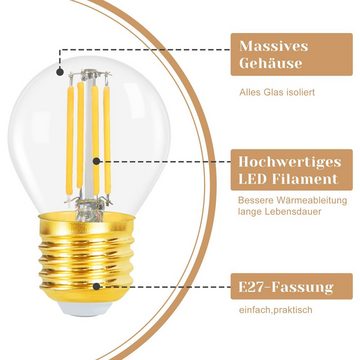 Nettlife LED-Leuchtmittel E27 6ER Vintage Edison Glühlampe Retro Birne G45 2700K 4W, E27, 6 St., Warmweiß, Hauses Restaurants Wohnzimmers Cafés