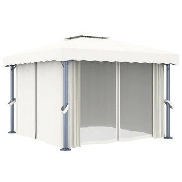 vidaXL Partyzelt Pavillon mit Vorhang 3x3 m Cremeweiß Aluminium