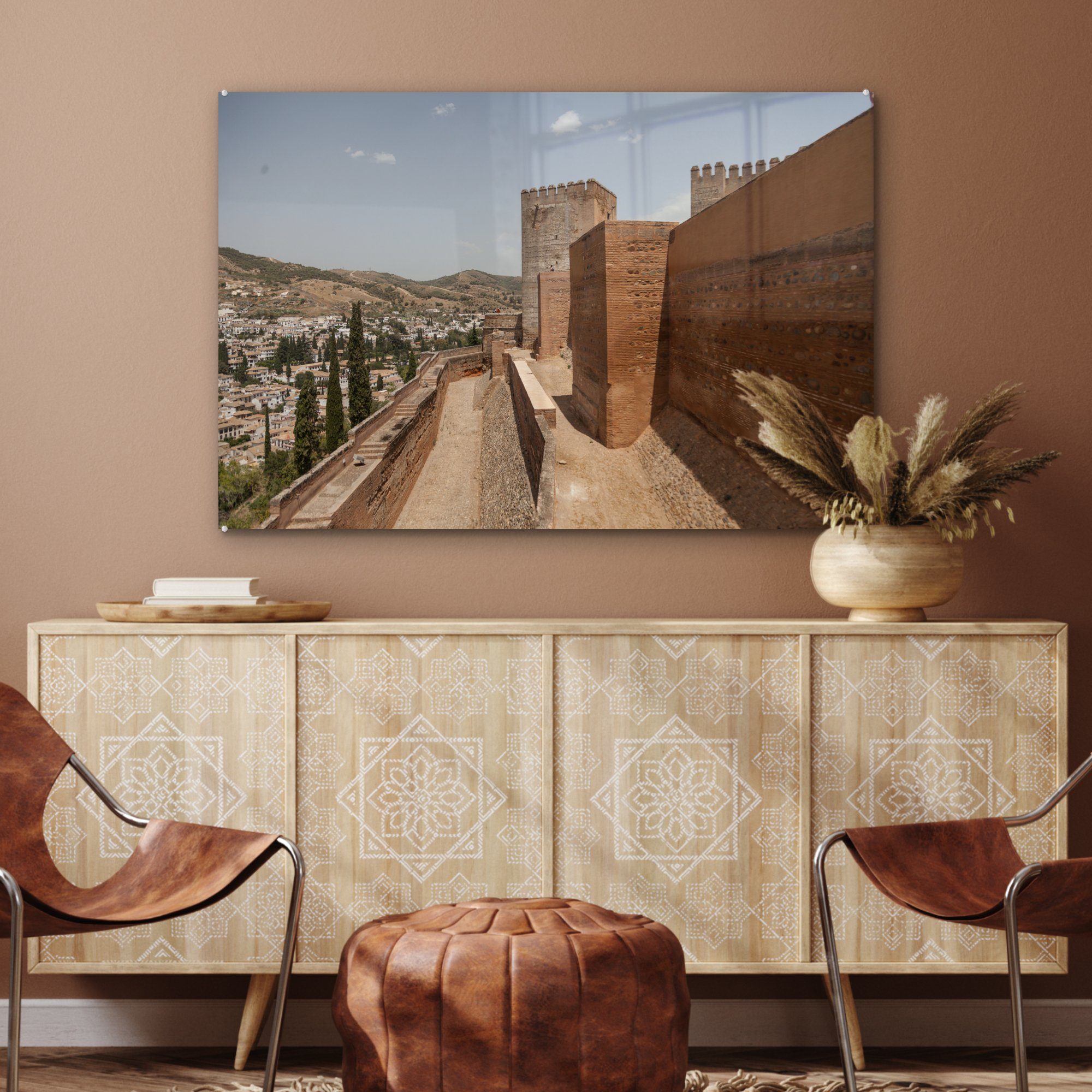 MuchoWow Acrylglasbild Die Außenmauern der St), Acrylglasbilder in (1 Schlafzimmer Wohnzimmer & Alhambra Spanien