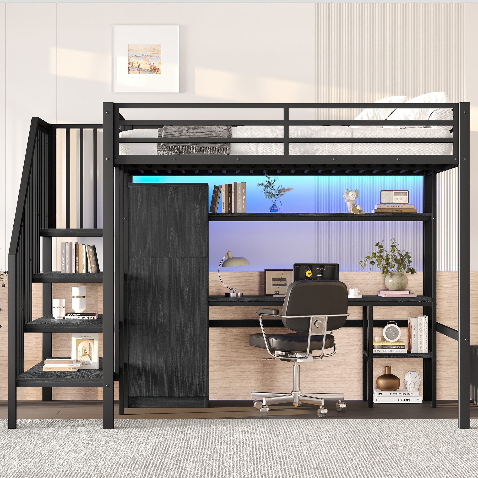 STILVORA Hochbett 140x200 mit Schreibtisch,Holzbett Jugendbett günstig online kaufen