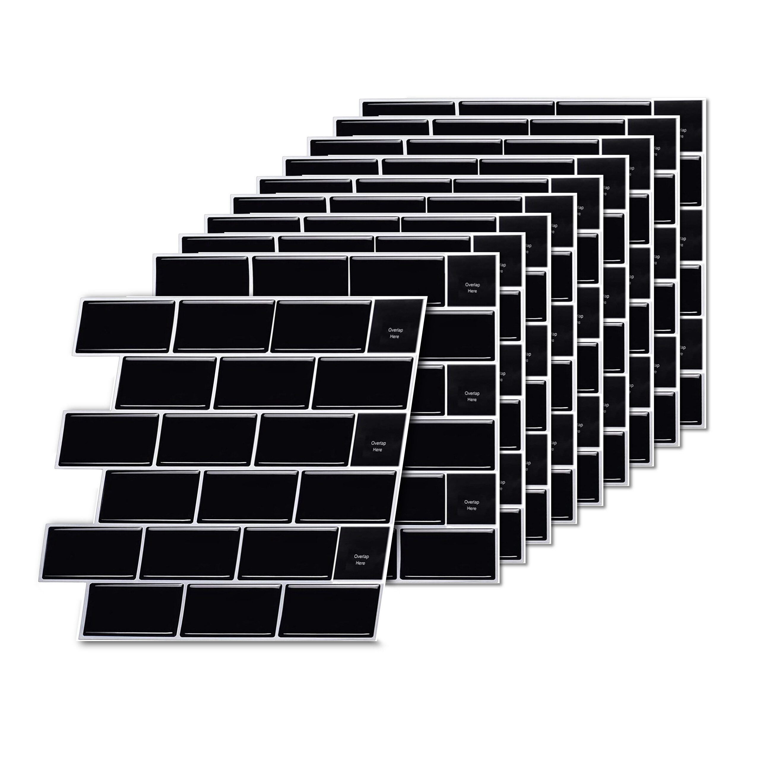 relaxdays Fliesenaufkleber Klebefliesen 30x30 versetzt, schwarz