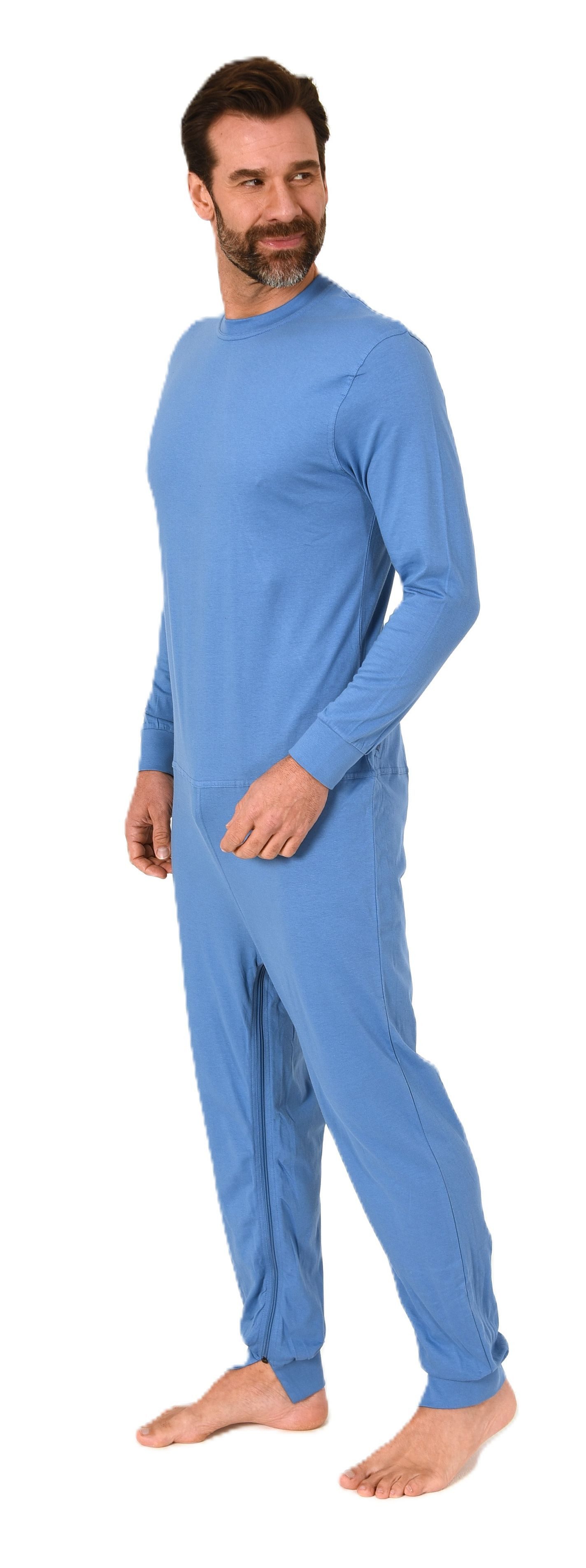 Normann Care Pyjama Herren Pflegeoverall langarm mit Reißverschluss am Rück günstig online kaufen