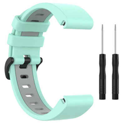 Wigento Smartwatch-Armband Für Garmin Fenix 6X / 6X Pro Kunststoff / Silikon Armband-Schutz Watch Uhr Grün / Grau Ersatz Arm Band