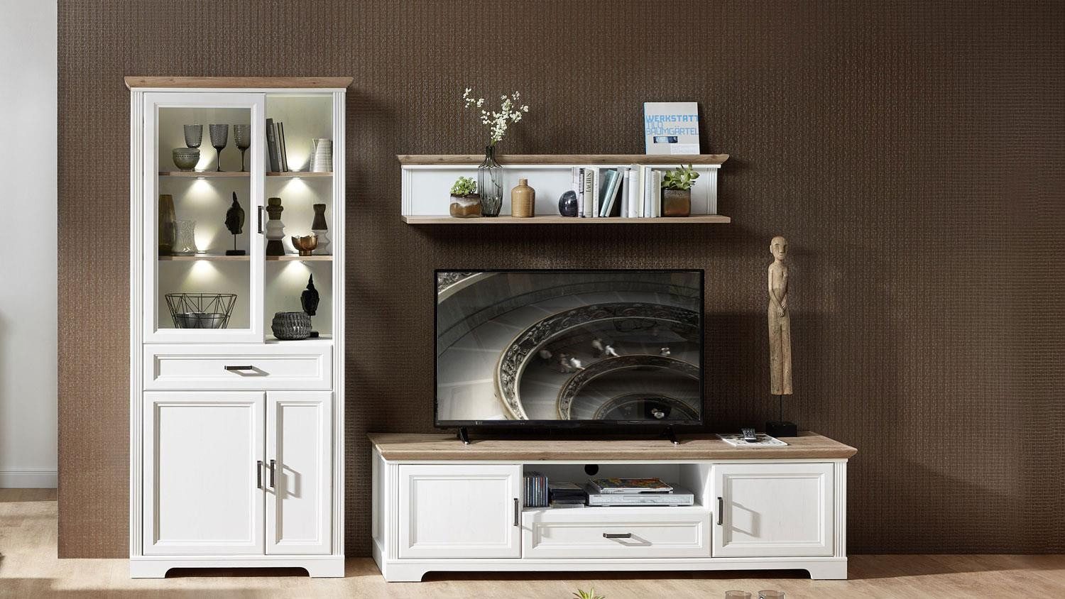 Innostyle Wohnwand Wohnwand 4 Jasmin Anbauwand Pinie hell / Artisan Eiche ca. 299x204 cm, (3-St)