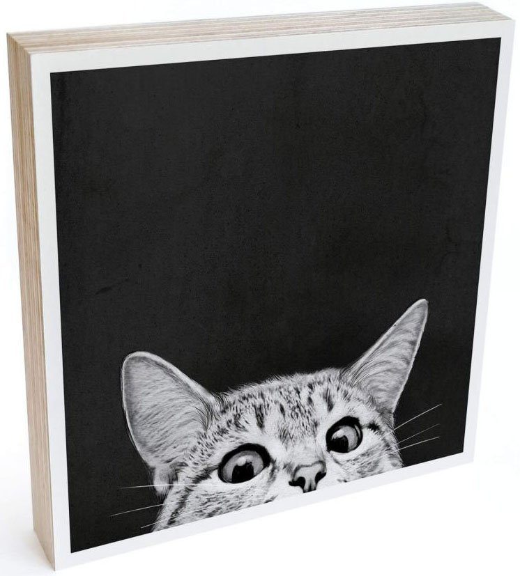 Wall-Art Holzbild Tischdeko Katze Holzbild, (1 St) | Bilder