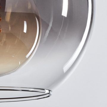 hofstein Hängeleuchte Hängelampe aus Metall/Glas in Altmessing-/Rauchfarben/Klar, ohne Leuchtmittel, Leuchte mit Schirm aus Glas (20 cm), Höhe max. 145 cm, 1 x E27