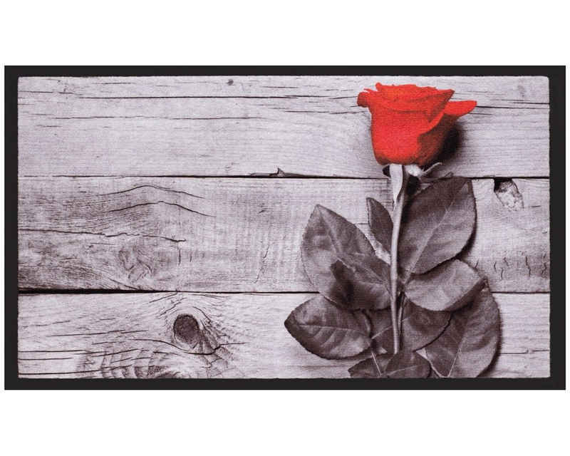 Fußmatte Türmatte Mono Holz-Optik Rose in 40x75 cm, matches21 HOME & HOBBY, rechteckig, Höhe: 5 mm, Rutschfester Fussabtreter für innen als waschbare Schmutzfangmatte