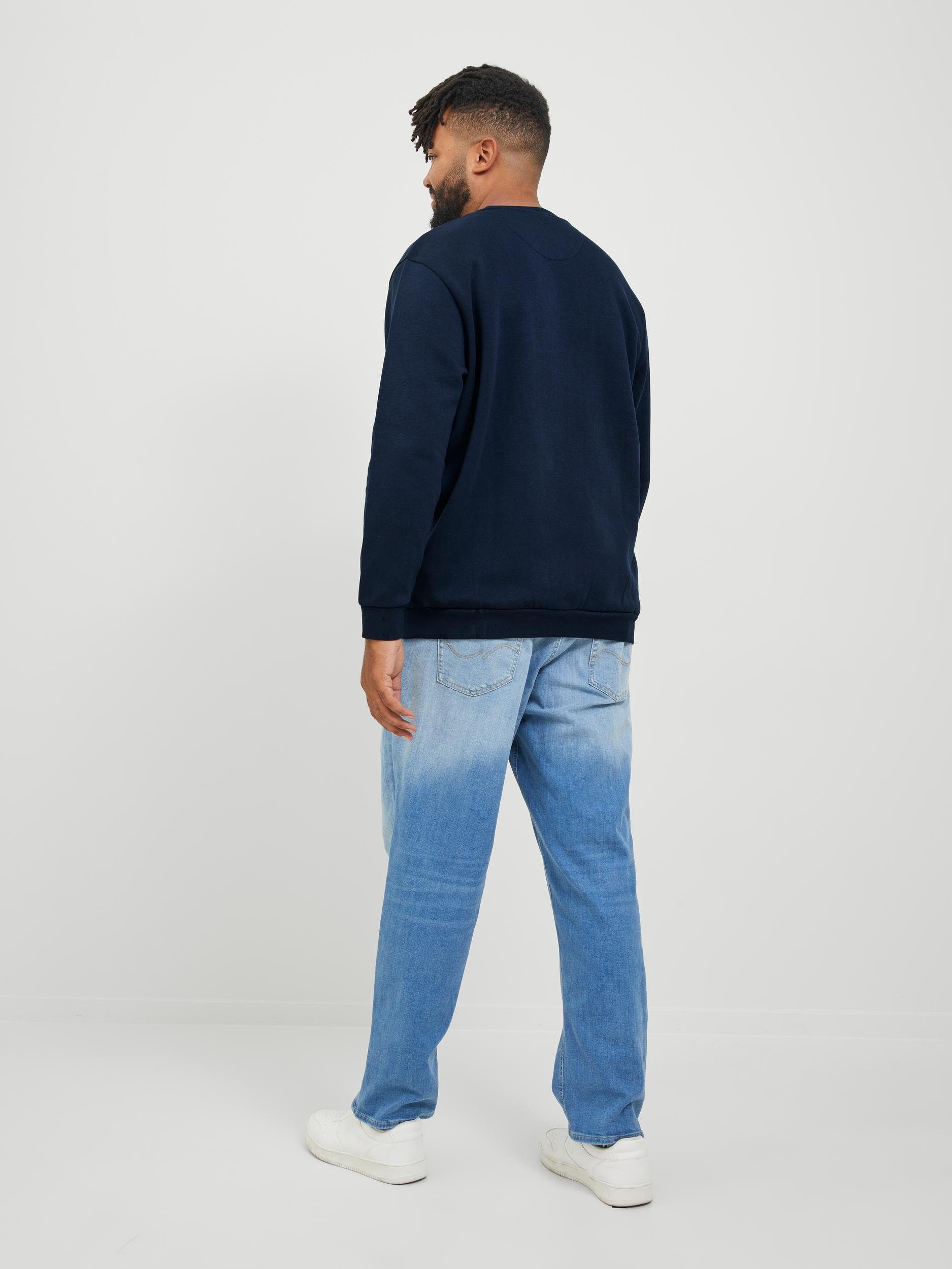 Jack & Jones PlusSize Sweatshirt JJEBRADLEY SWEAT CREW NOOS PLS mit Rippbündchen