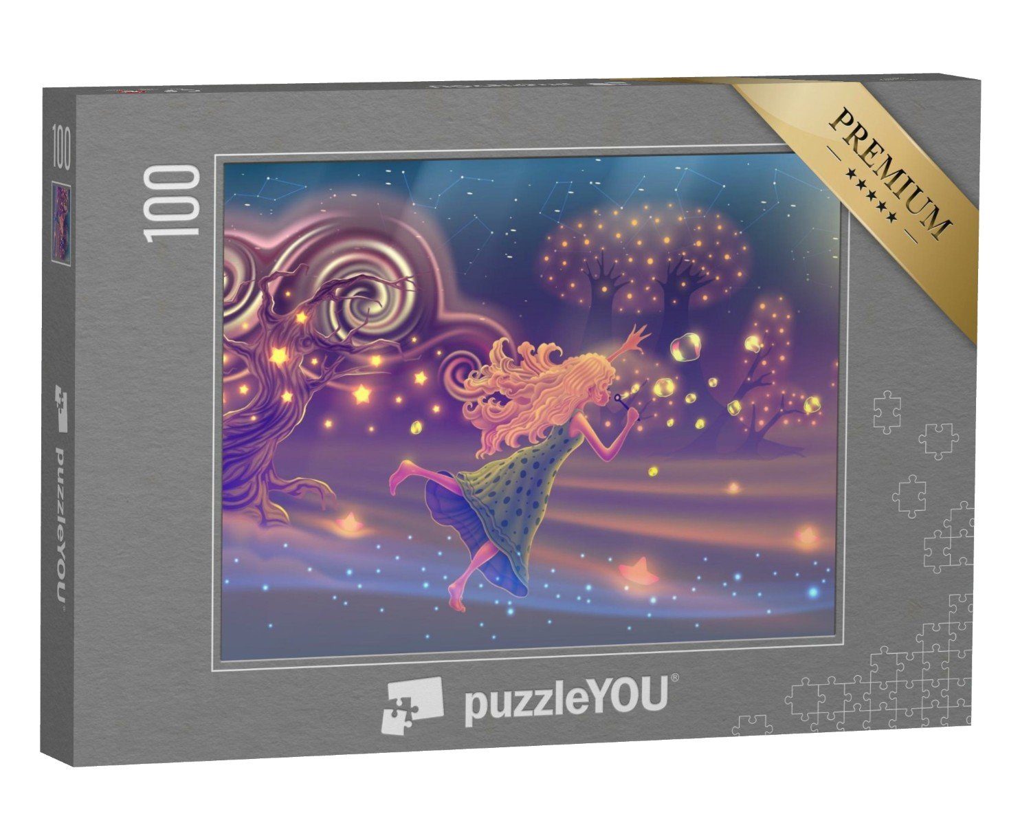 puzzleYOU Puzzle Träumendes Mädchen mit Seifenblasen, 100 Puzzleteile, puzzleYOU-Kollektionen Fabel, Fantasy, 100 Teile
