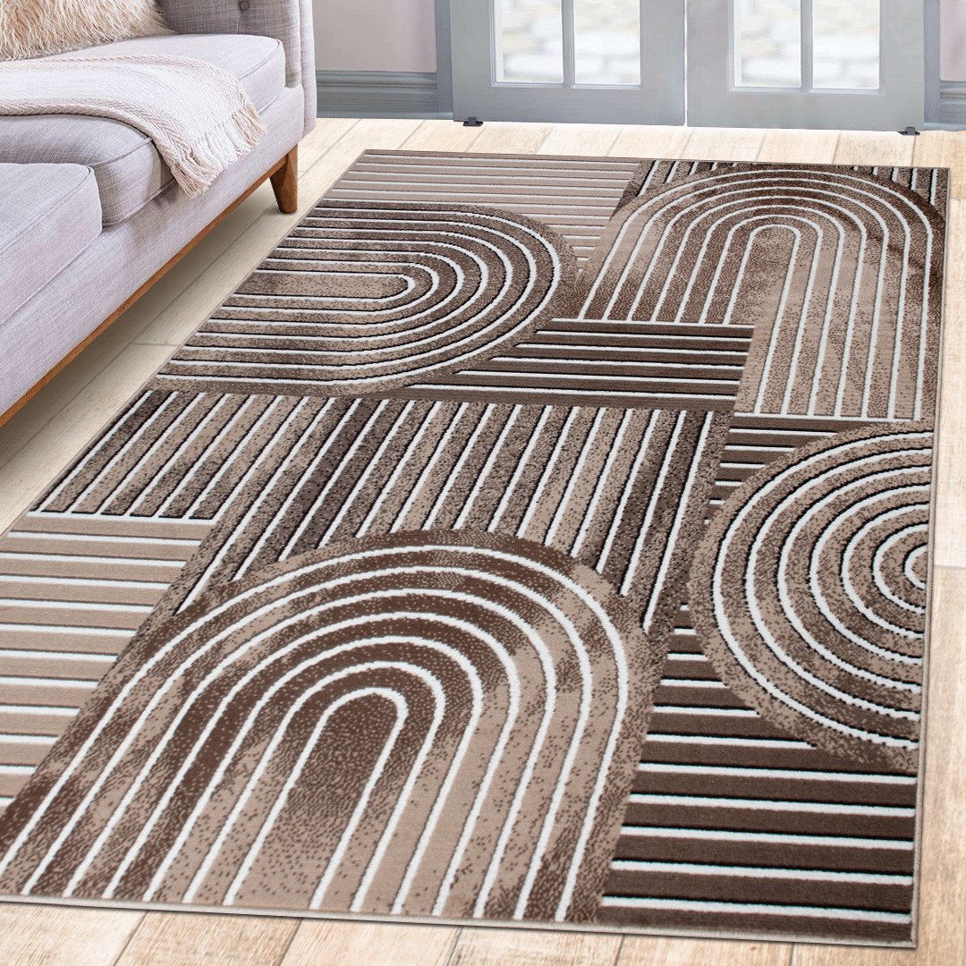 OTTO home Teppich Lysandra, rechteckig, Höhe: 8 mm, 3D-Effekt, softer Kurzflor, pflegeleicht, leichter Glanz, Scandi-Look