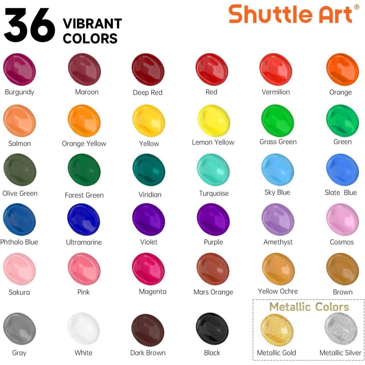 LuxusKollektion Künstlerstift Acrylfarben Set 36 Farben 60ml Flaschen Pinsel Palette ungiftig