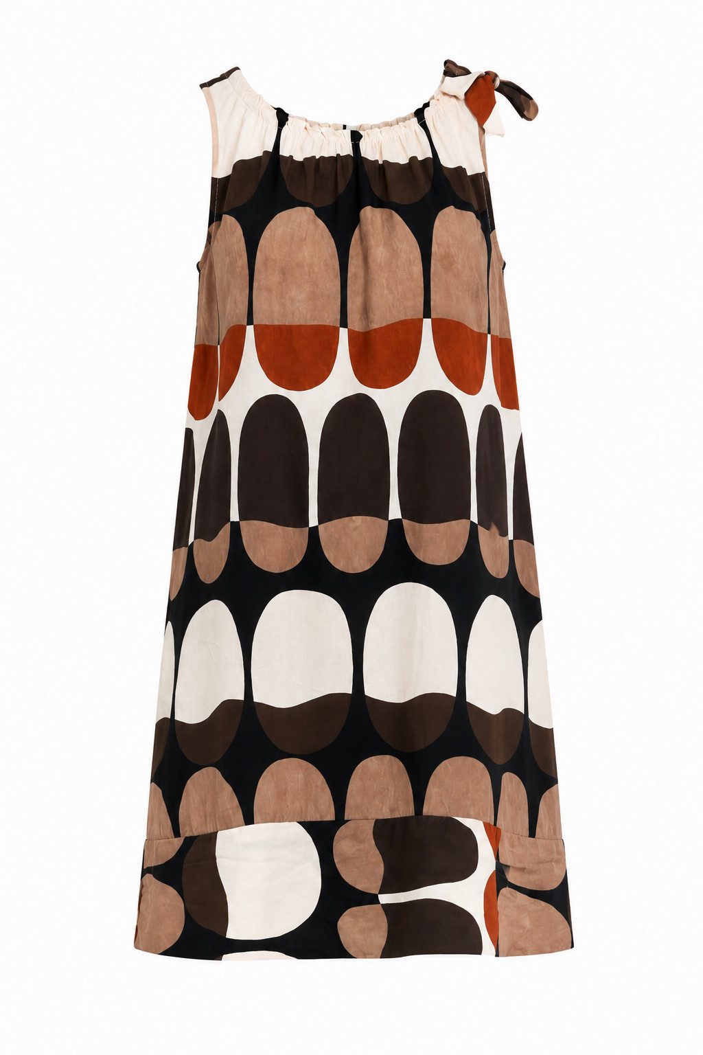 ITALY VIBES Sommerkleid - weiches Kleid mit abstraktem Print und Band - Damenkleid ONE SIZE - passend von Größen S bis L