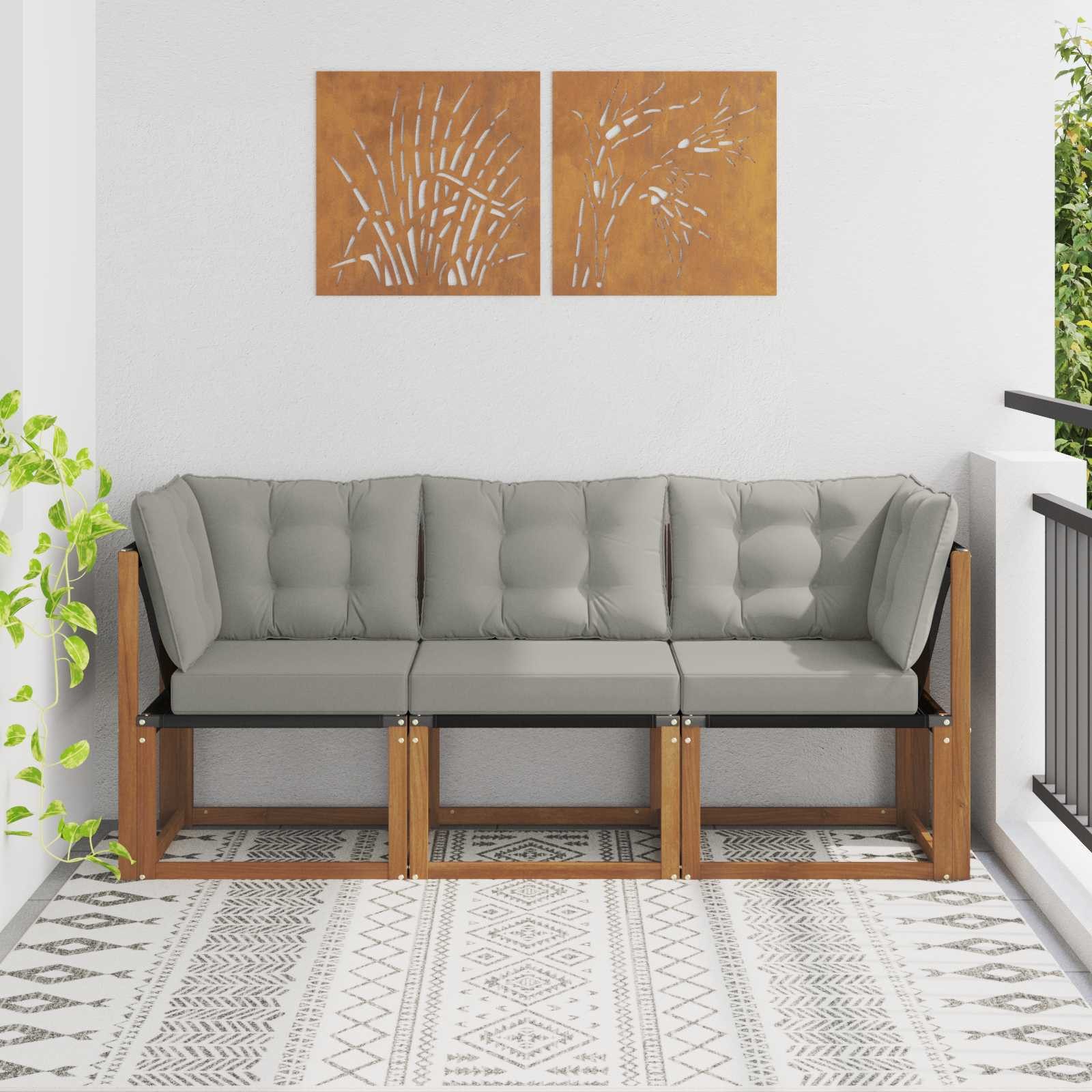 vidaXL Sofaelement 3 stk. Outdoor Mittel- und Ecksofa Natur (3 St)