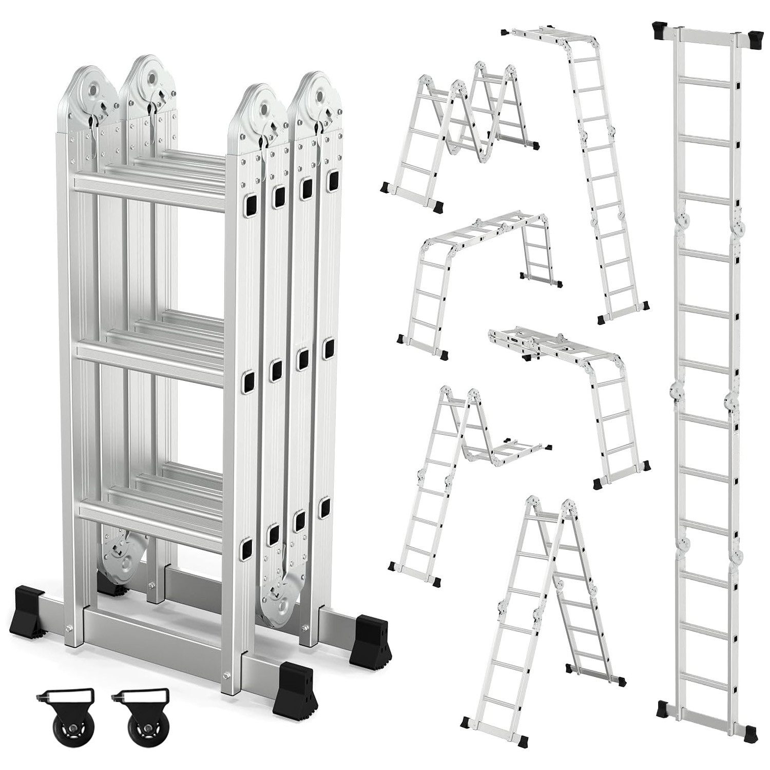 OUTIGO Vielzweckleiter Aluminium Multifunktionsleiter 4x3 Stufen, günstig online kaufen