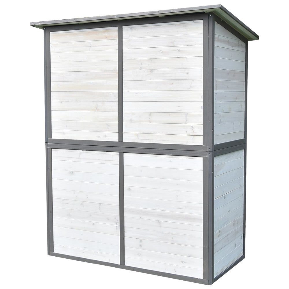 Feel2Home Gartenhaus Geräteschuppen Gartenschrank Holzhäuschen Hütte Gerätehaus Stauraum, BxT: 140x75 cm, (Stück, mit Asphaltmatte, Dach und Doppelflügeltüren & Schloss), Fußboden und Zweiflügeltür mit Schiebeverriegelung