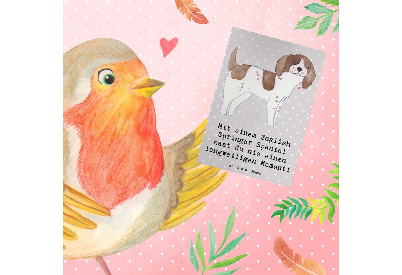 Thumbnail - Mr. & Mrs. Panda Grußkarte English Springer Spaniel Spaß - Grau Pastell - Geschenk, tägliches Er