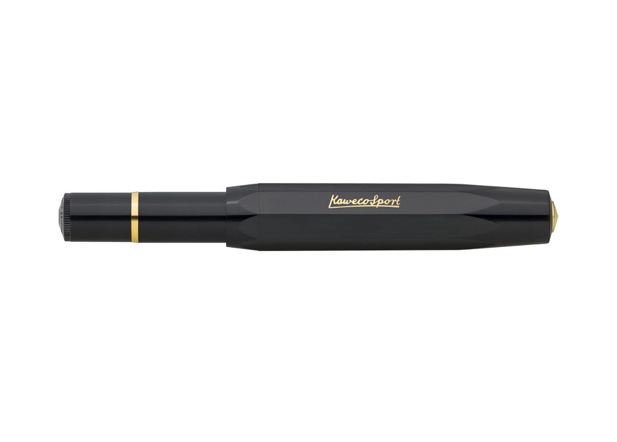 Kaweco Füllfederhalter Kaweco PISTON SPORT CLASSIC Schwarz/Gold Kolbenfüllhalter, Medium