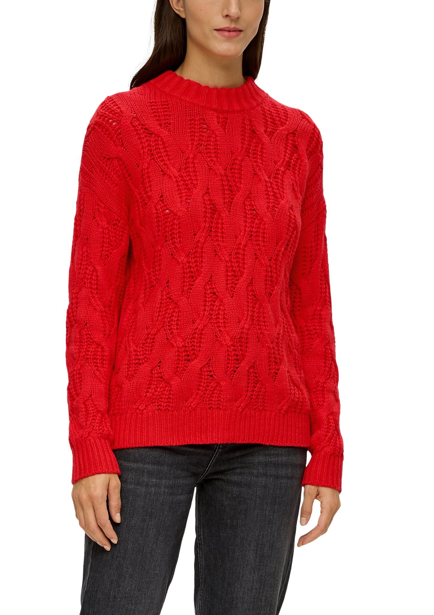 Strickpullover mit red Zopfmuster s.Oliver