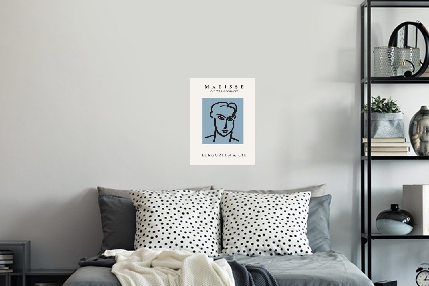 Wandaufkleber, Selbstklebend, (1 Wandtattoo, Blau St), Wohnzimmer, - Matisse Kunst Mann MuchoWow Schlafzimmer Porträt - Wandsticker - - Henri