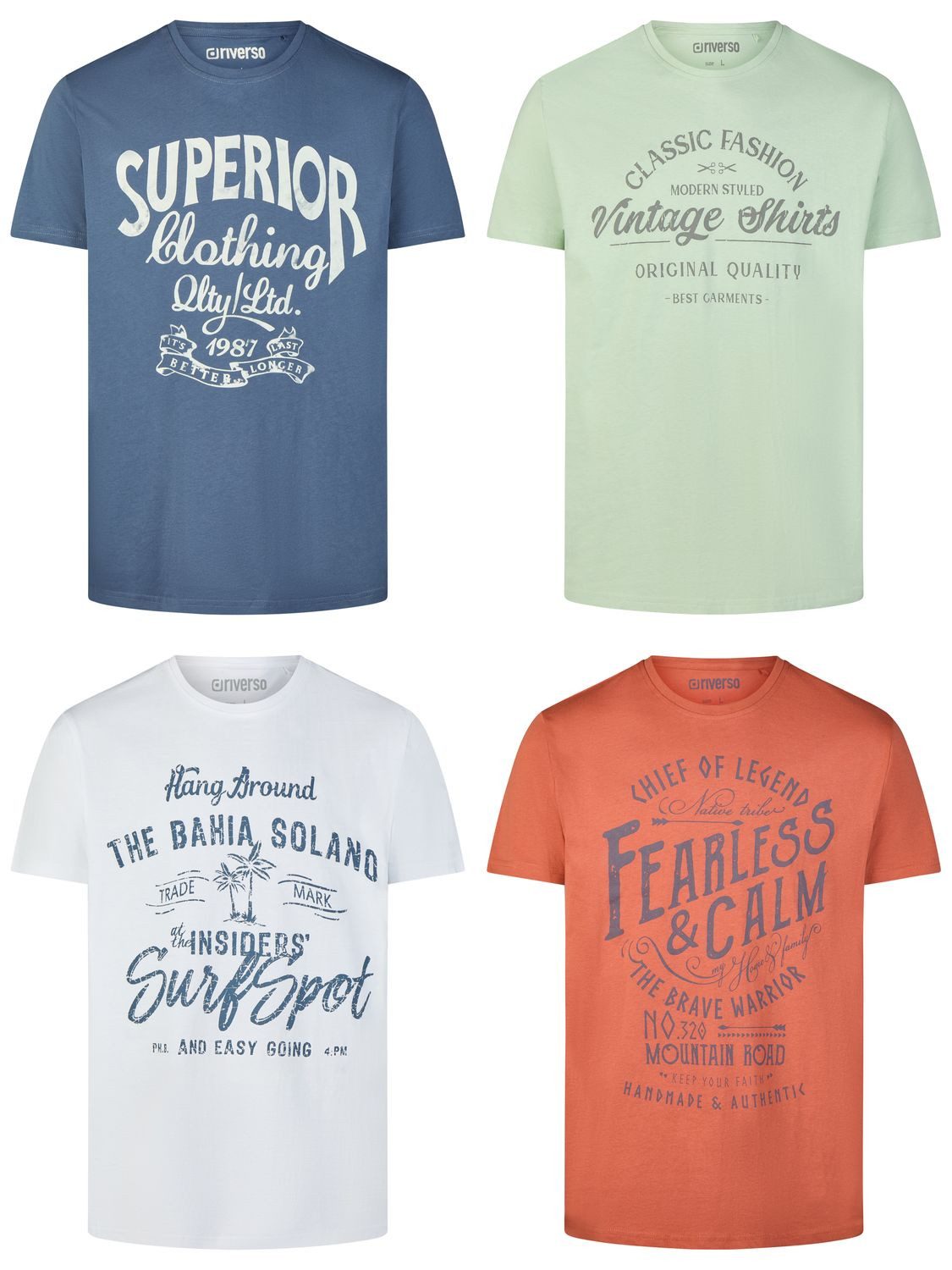 riverso T-Shirt Herren Printshirt RIVLeon Regular Fit (4-tlg) Kurzarm Tee S günstig online kaufen