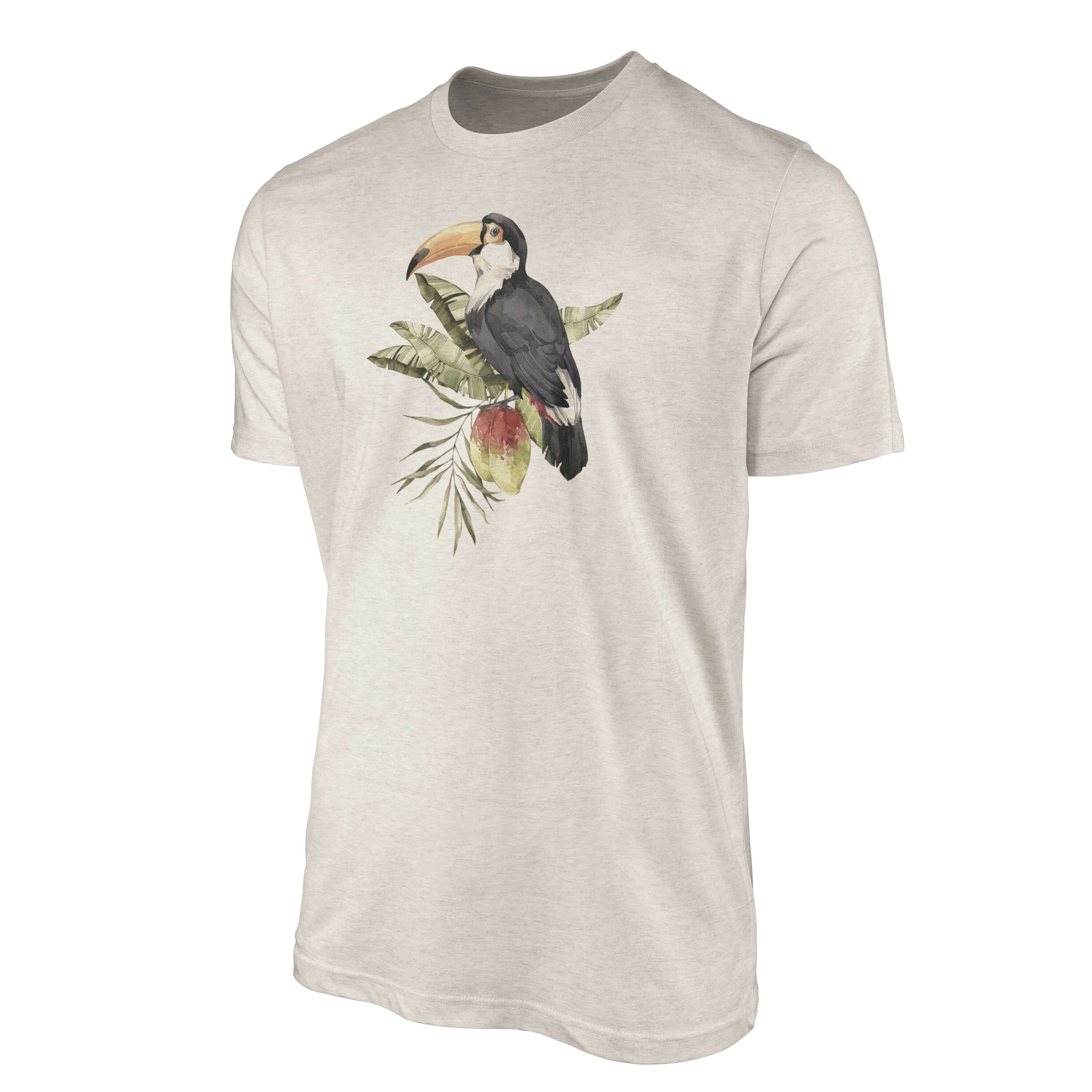 Ökomode Nashornvogel Shirt T-Shirt Nachhaltig Bio-Baumwolle T-Shirt Sinus Herren Aquarell Farbe (1-tlg) Motiv Organic Art