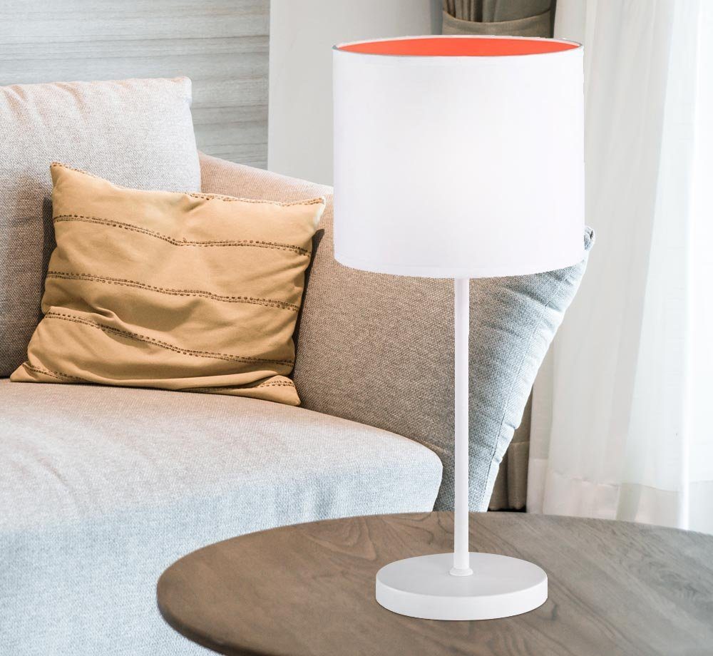 WOFI Tischleuchte, Leuchtmittel nicht inklusive, Tisch Leuchte E27 weiß orange Büro Wohnzimmer 1flg ACTION VARIETY