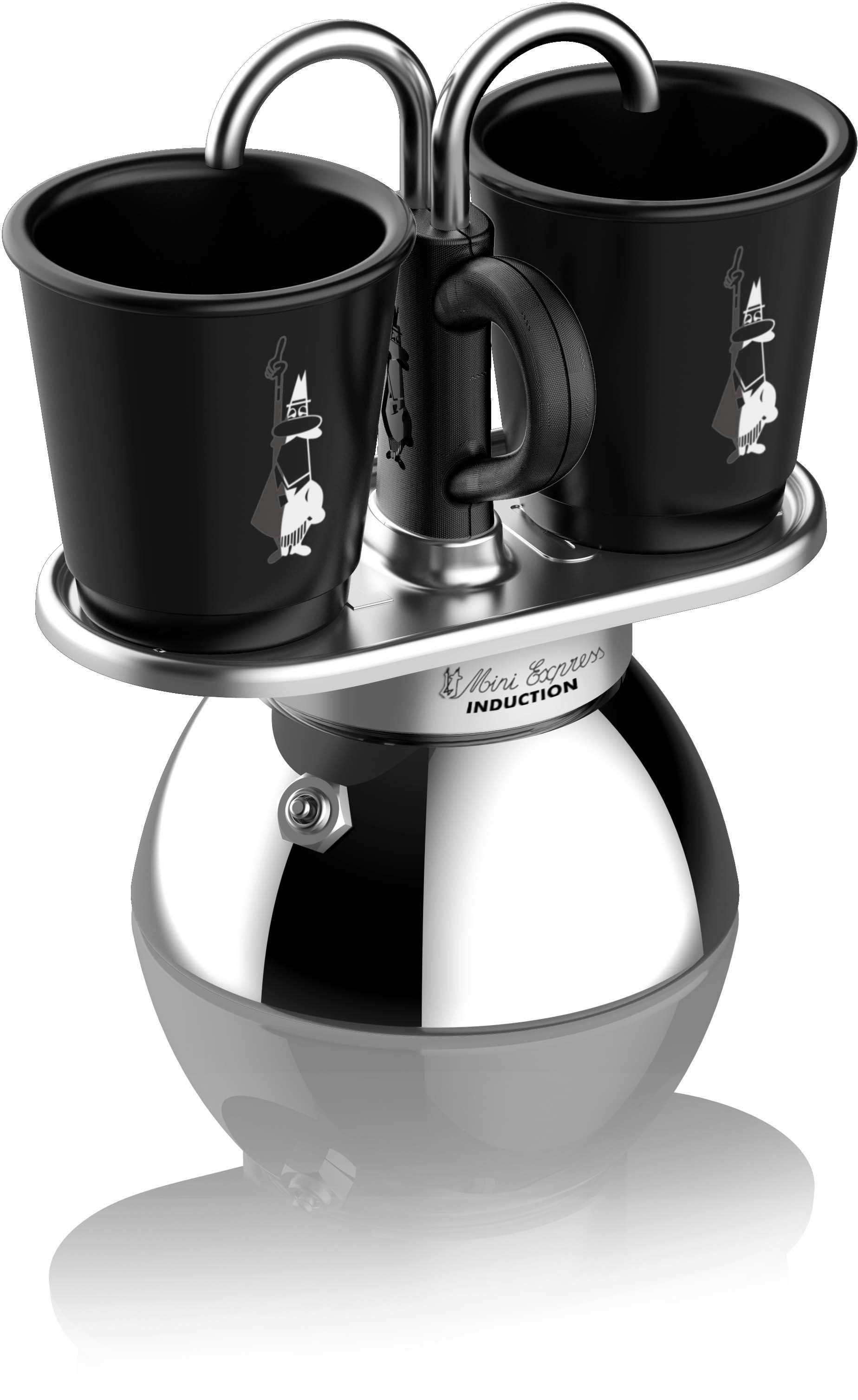 BIALETTI Espressokocher Mini Induktion, zwei Espressi gleichzeitig zubereiten, 90 ml, Zwei-Schicht-Edelstahl
